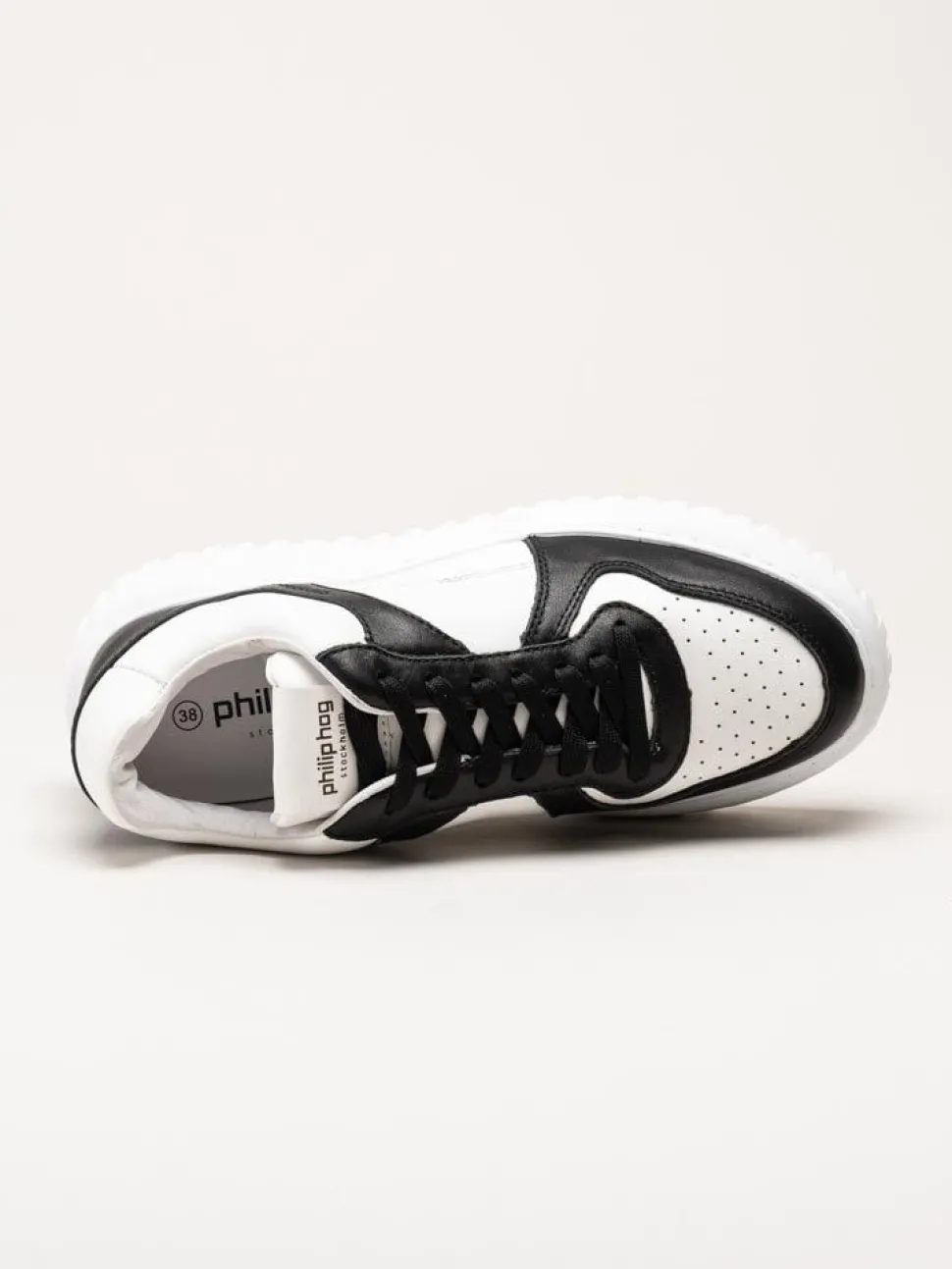 Philip Hog - Nina - Svart-vita platåsneakers i skinn