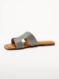 Philip Hog - Victoria - Silvriga slip in sandaler med strass