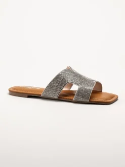 Philip Hog - Victoria - Silvriga slip in sandaler med strass