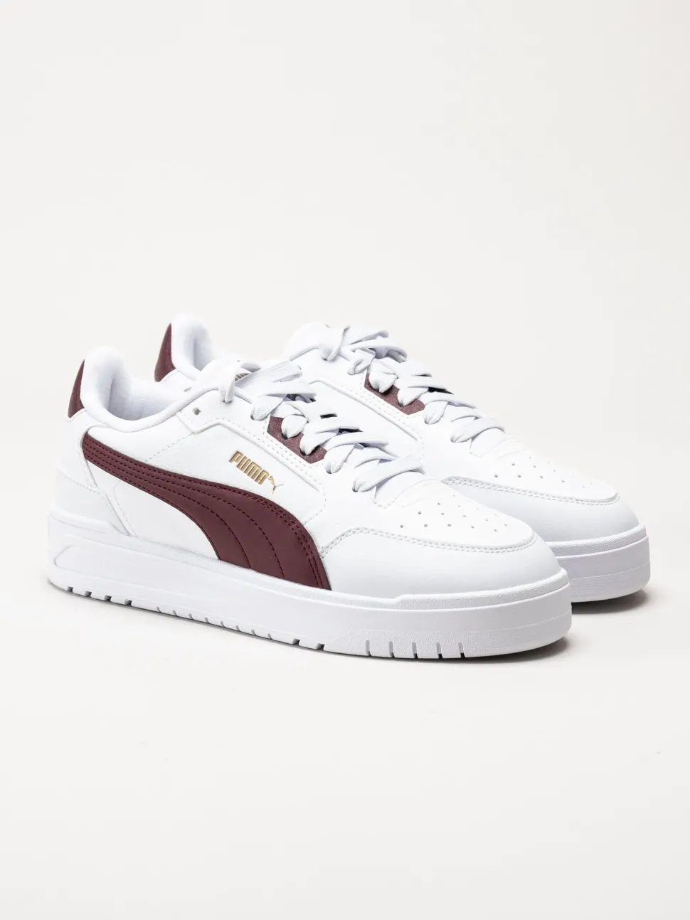 Puma - Shuffle Downtown - Vita sneakers med vinröda partier