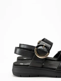 Remonte - Svarta sandaler i skinn