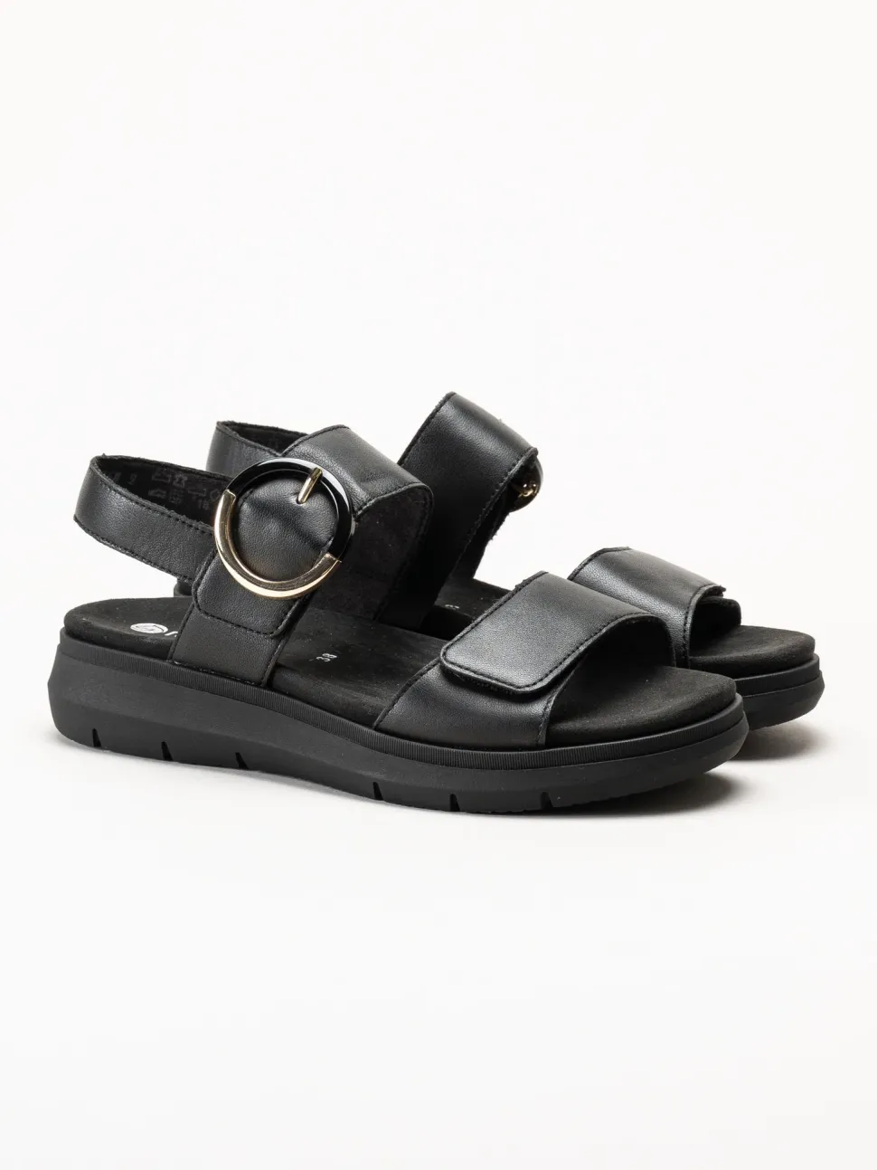 Remonte - Svarta sandaler i skinn