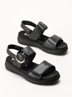 Remonte - Svarta sandaler i skinn