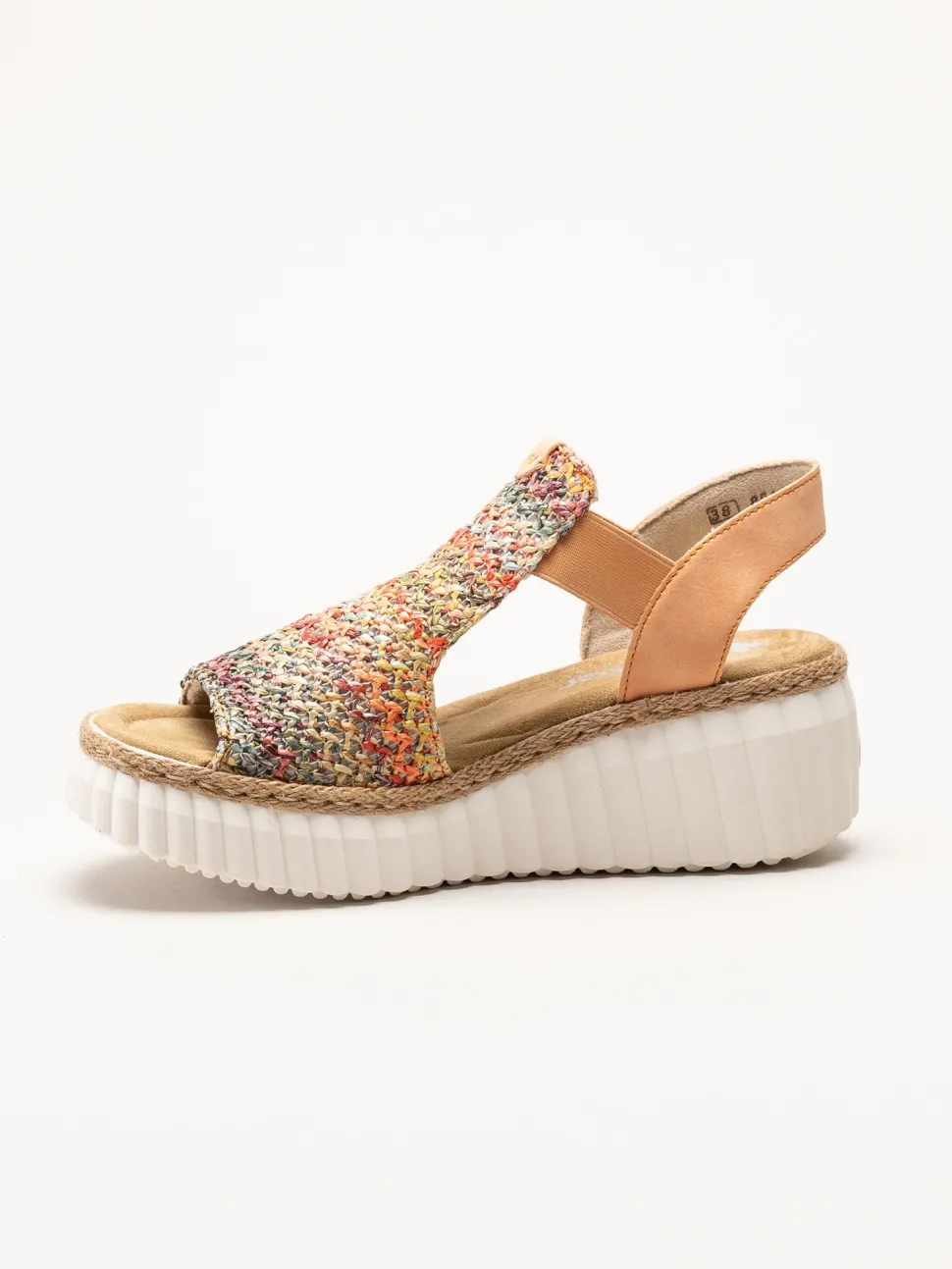 Rieker - Aprikosfärgade kilsandaletter