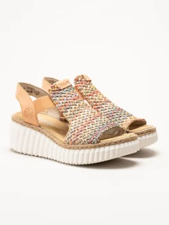 Rieker - Aprikosfärgade kilsandaletter