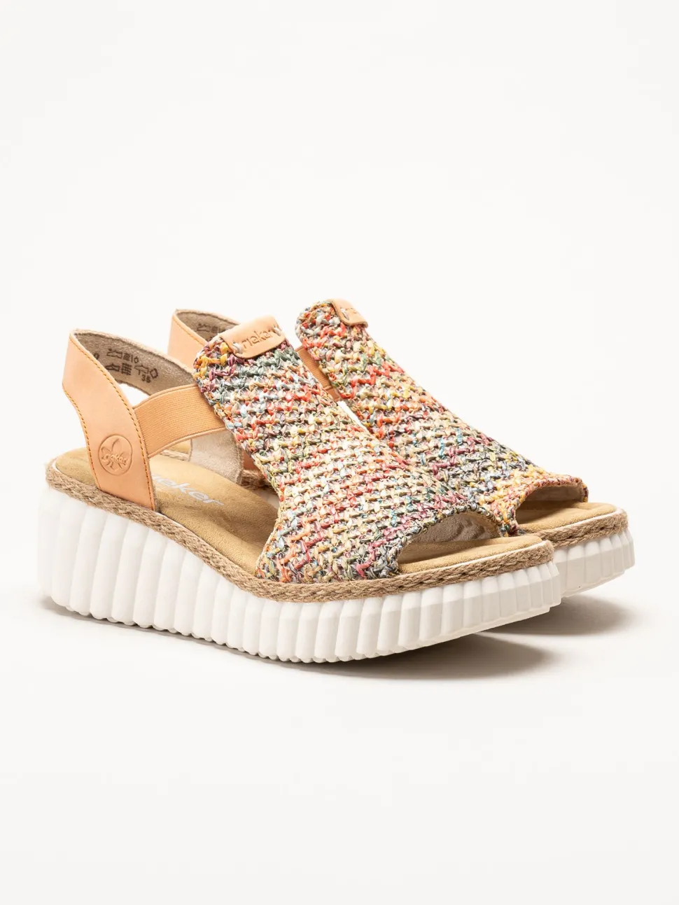 Rieker - Aprikosfärgade kilsandaletter