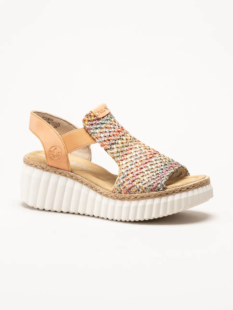 Rieker - Aprikosfärgade kilsandaletter