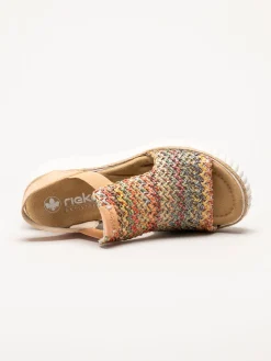Rieker - Aprikosfärgade kilsandaletter
