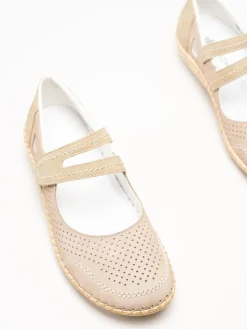 Rieker - Beige ballerinasko med sleif