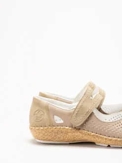 Rieker - Beige ballerinasko med sleif