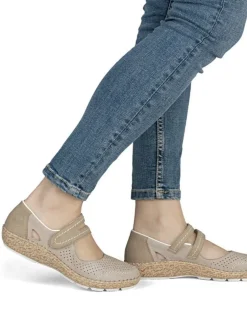Rieker - Beige ballerinasko med sleif