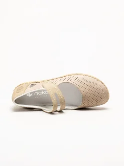 Rieker - Beige ballerinasko med sleif