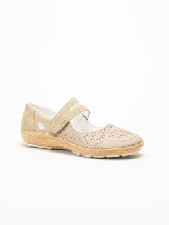 Rieker - Beige ballerinasko med sleif