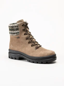 Rieker - Beige broddkängor i mocka