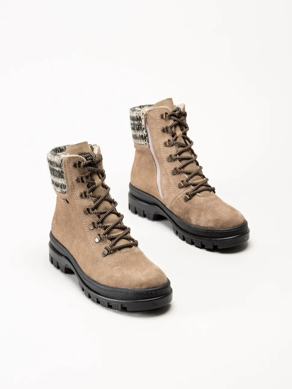 Rieker - Beige broddkängor i mocka