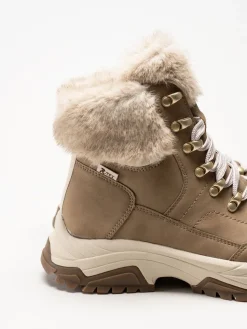 Rieker - Beige fodrade kängor i skinn