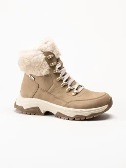 Rieker - Beige fodrade kängor i skinn