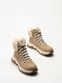 Rieker - Beige fodrade kängor i skinn