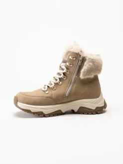 Rieker - Beige fodrade kängor i skinn
