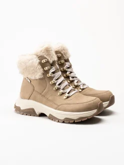 Rieker - Beige fodrade kängor i skinn