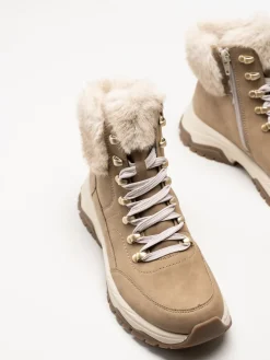 Rieker - Beige fodrade kängor i skinn