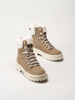 Rieker - Beige fodrade kängor i skinn