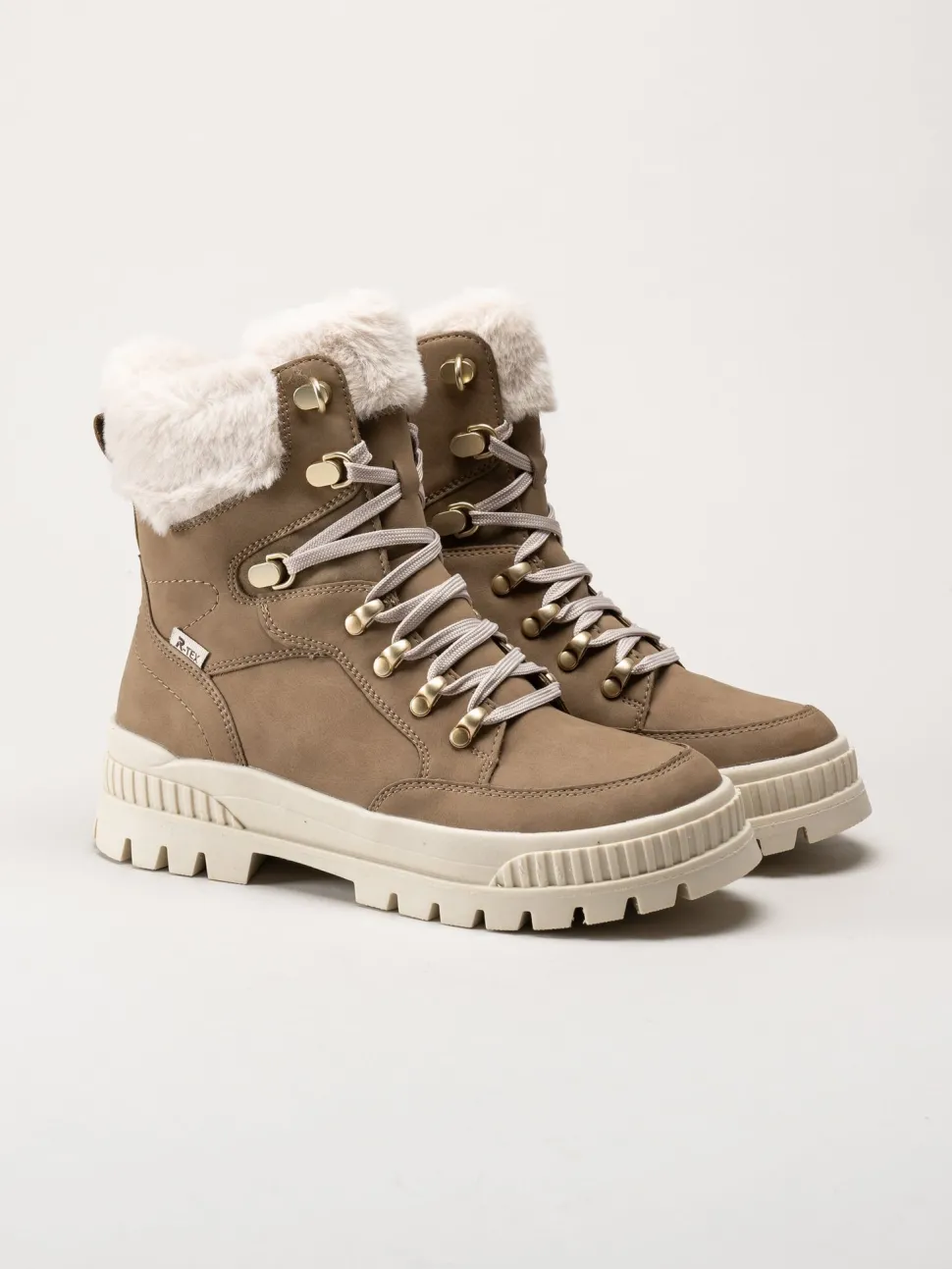 Rieker - Beige fodrade kängor i skinn