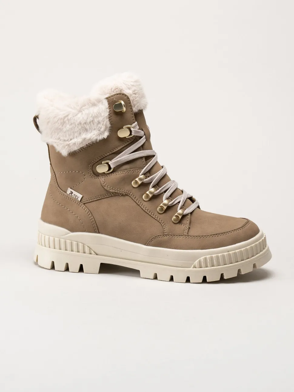 Rieker - Beige fodrade kängor i skinn