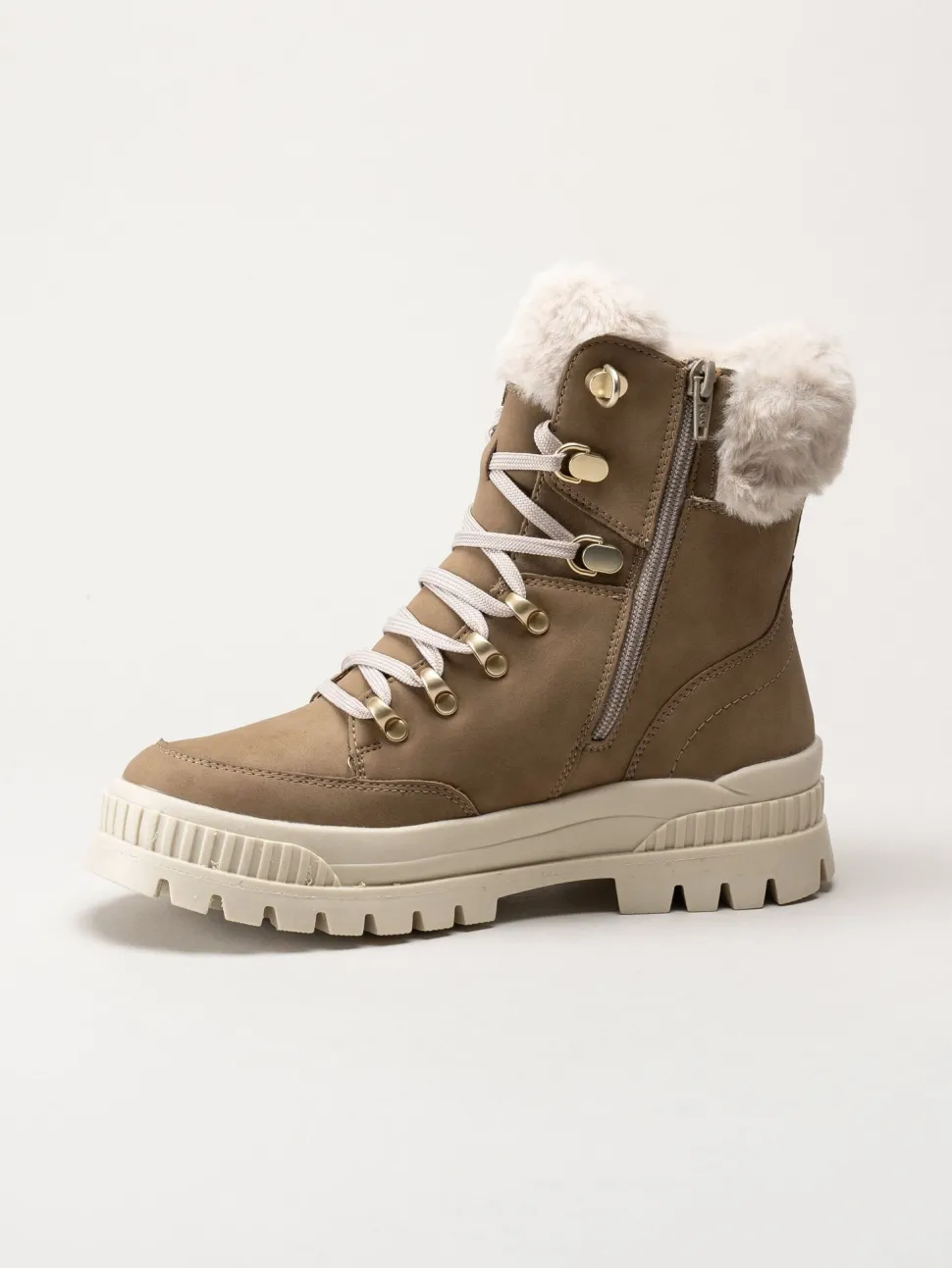Rieker - Beige fodrade kängor i skinn