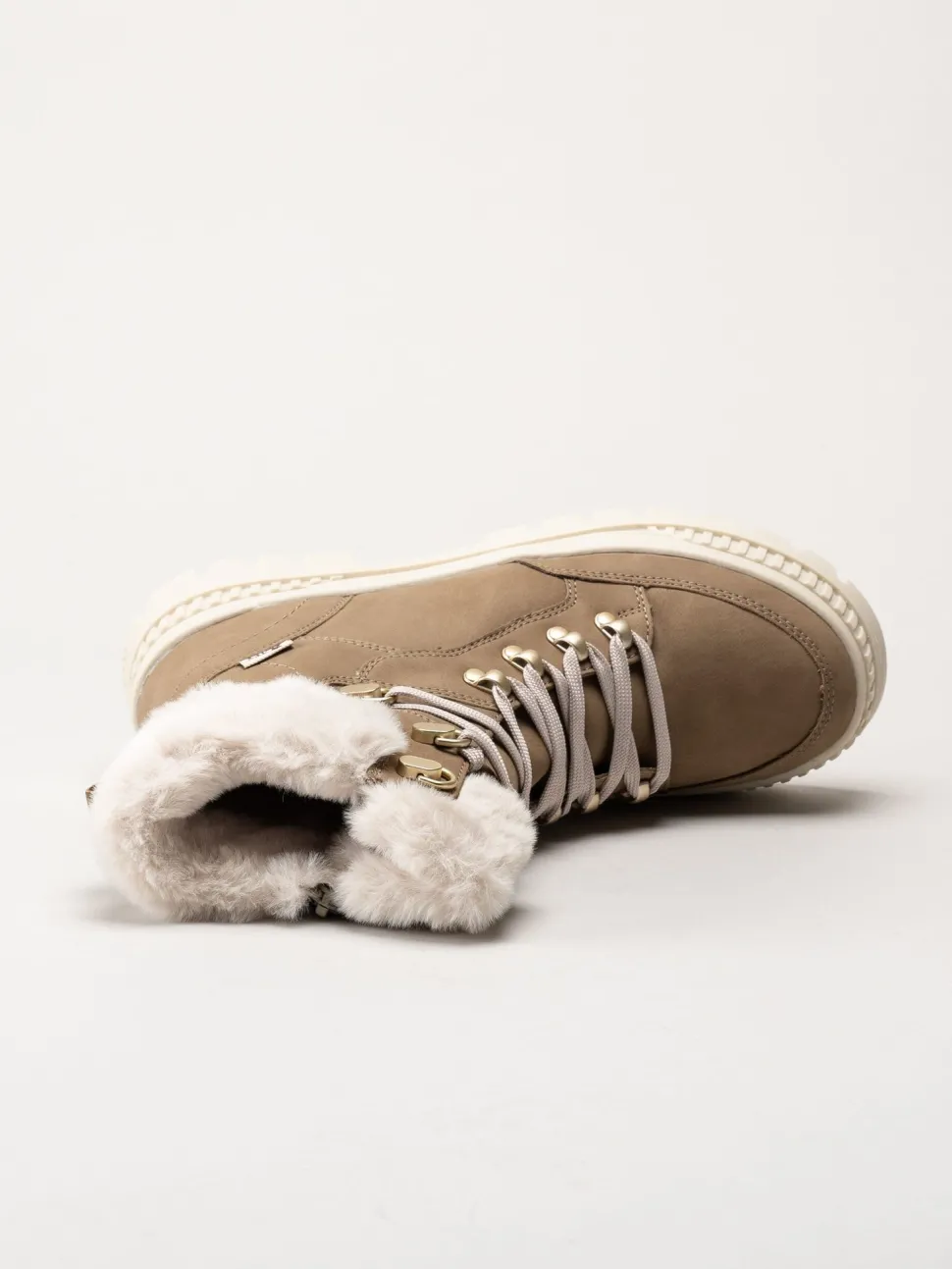 Rieker - Beige fodrade kängor i skinn