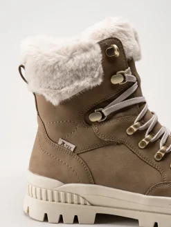 Rieker - Beige fodrade kängor i skinn