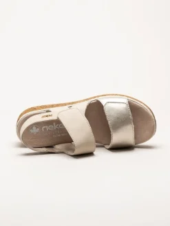 Rieker - Beige-Guldiga sandaler i nubuck