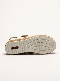Rieker - Beige-Guldiga sandaler i nubuck