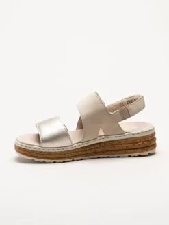 Rieker - Beige-Guldiga sandaler i nubuck