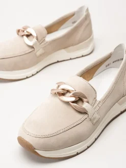 Rieker - Beige loafers i mocka
