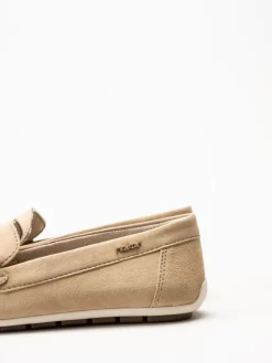Rieker - Beige loafers i mocka