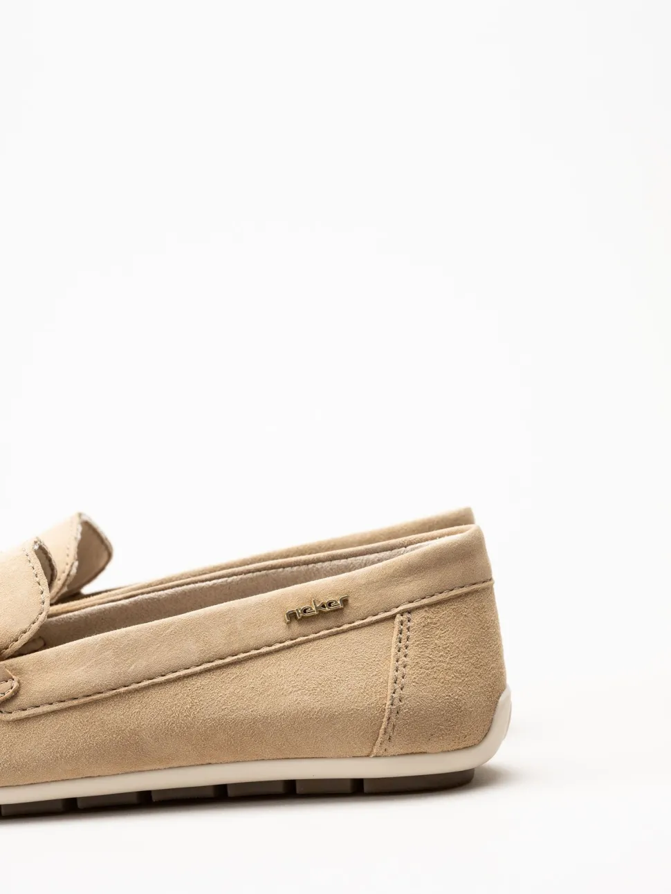 Rieker - Beige loafers i mocka
