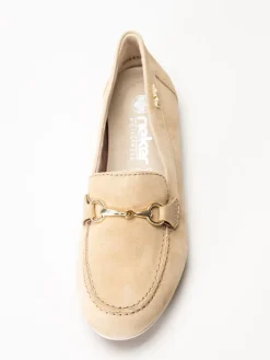 Rieker - Beige loafers i mocka