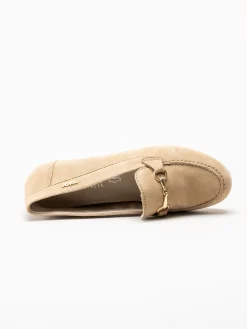 Rieker - Beige loafers i mocka