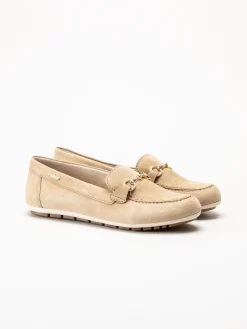 Rieker - Beige loafers i mocka