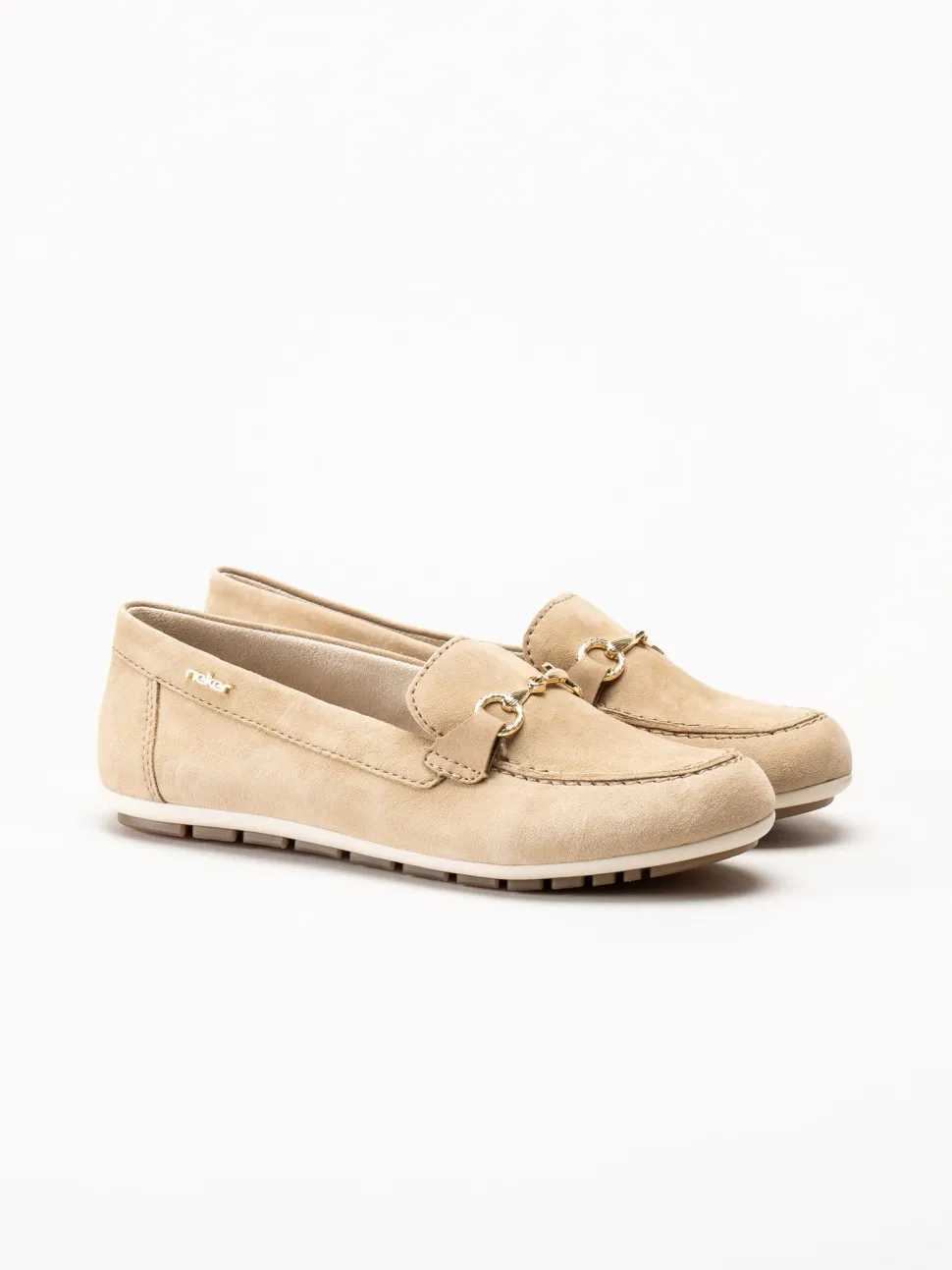 Rieker - Beige loafers i mocka