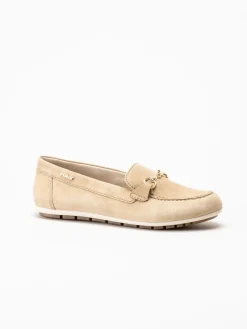 Rieker - Beige loafers i mocka