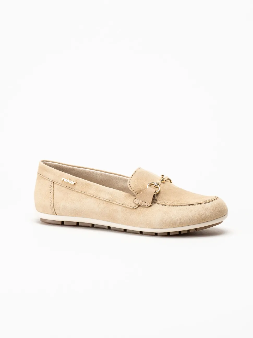 Rieker - Beige loafers i mocka