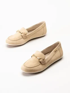 Rieker - Beige loafers i mocka