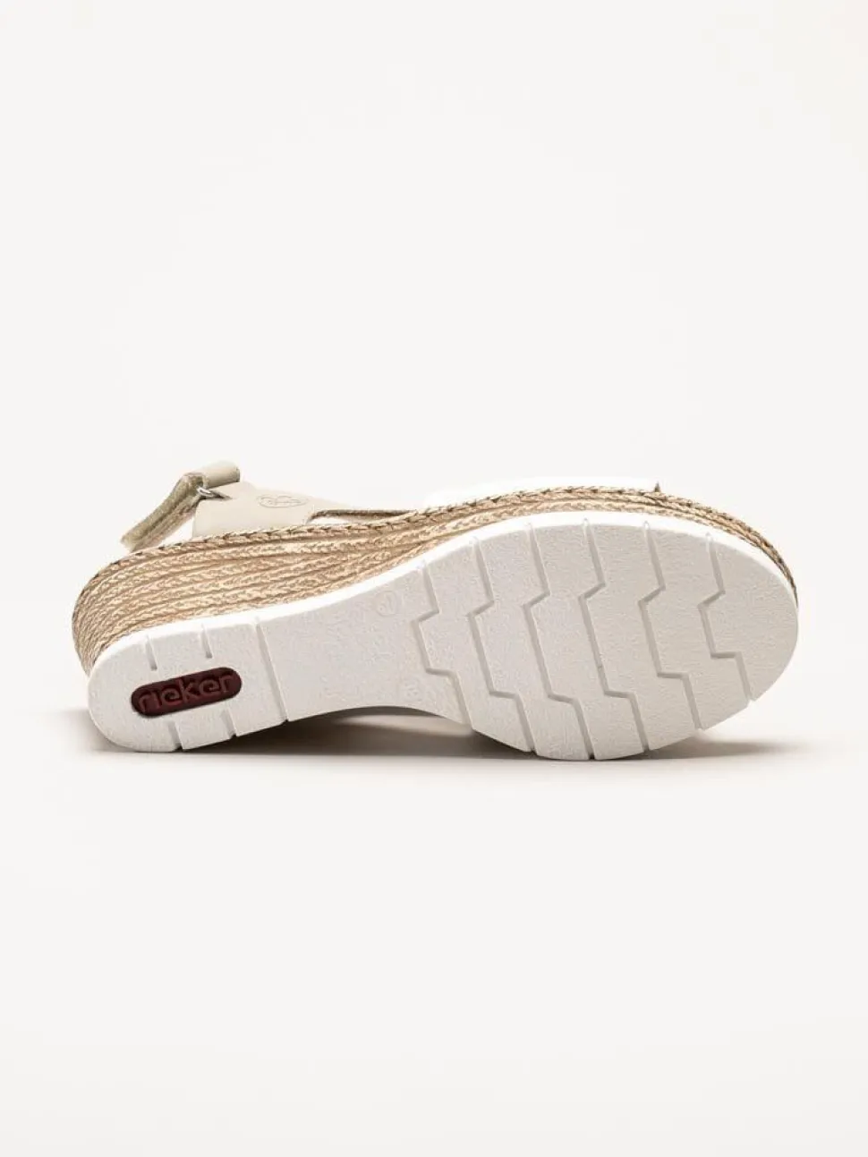Rieker - Beige och vita kilklackade sandaletter