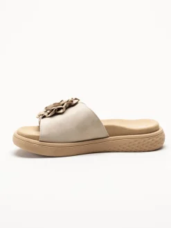 Rieker - Beige sandaler med rosett