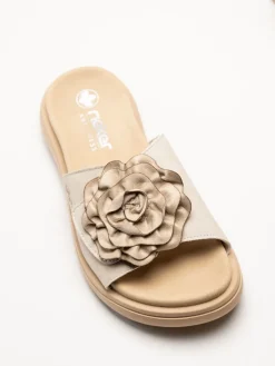 Rieker - Beige sandaler med rosett