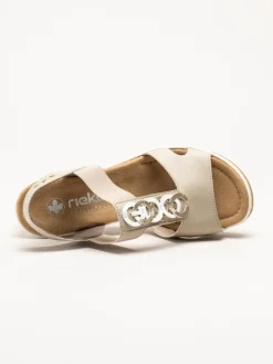 Rieker - Beige sandaletter med kilklack