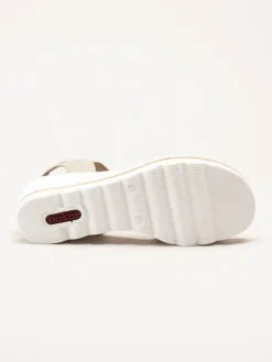 Rieker - Beige sandaletter med kilklack