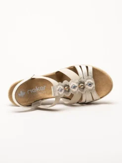 Rieker - Beige sandalett med kilklack